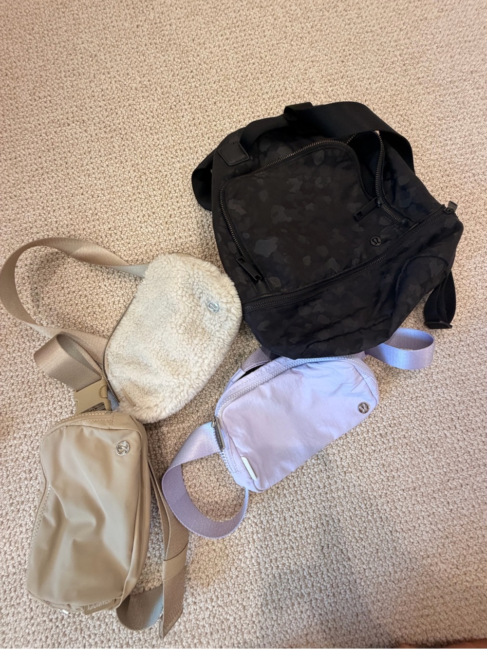 Lululemon Black Camo Crossbody & 3 Belt Bags
